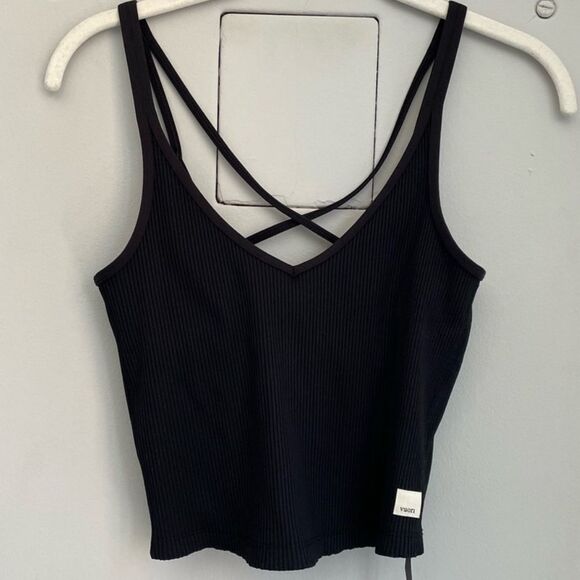 VUORI Black Ribbed Criss Cross Tank Black Large - Picture 3 of 5
